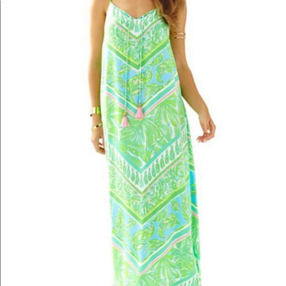 Lily Pulitzer maxi dress in green & white S